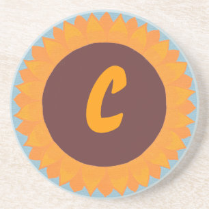 Sunflower Monogram Coasters, Customise Coaster