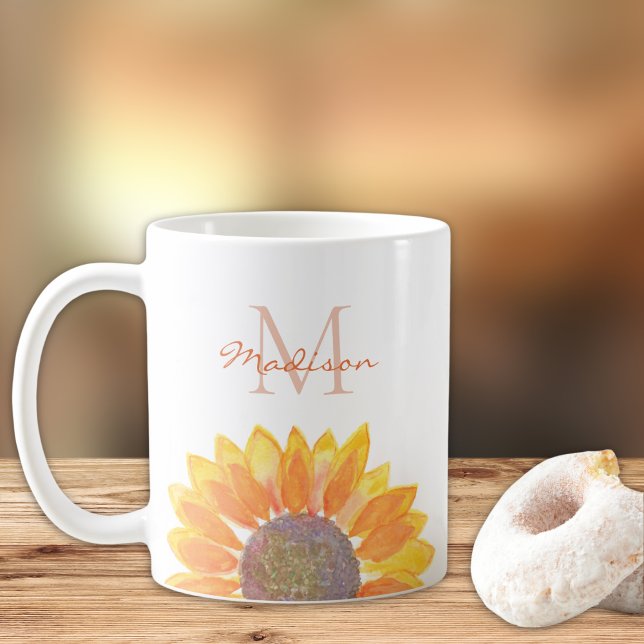Sunflower Monogram  Coffee Mug (Creator Uploaded)