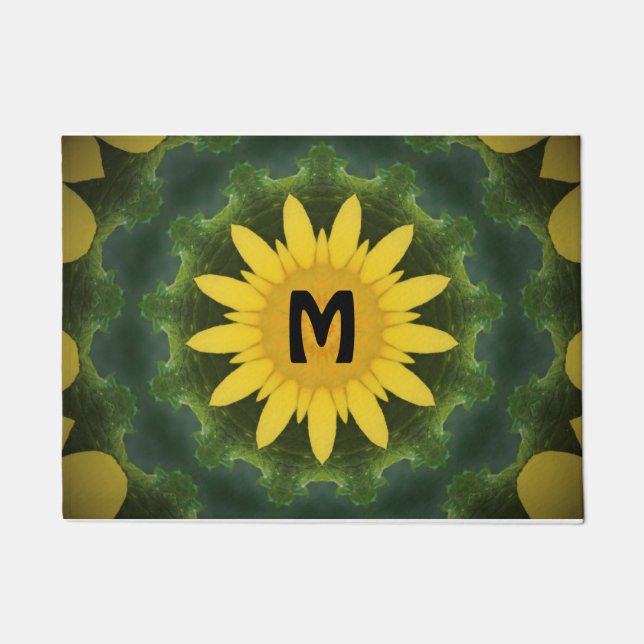 Sunflower Monogram Doormat (Front)