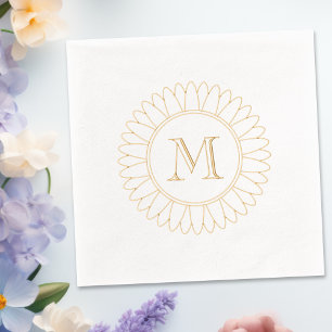 Sunflower Monogram Initial Foil Napkins