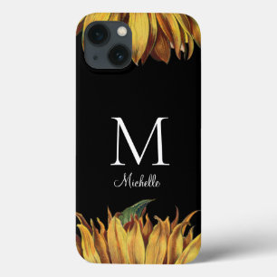 Sunflower Monogram Name iPhone 13 Case