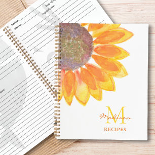 Sunflower Monogram Recipe Notebook