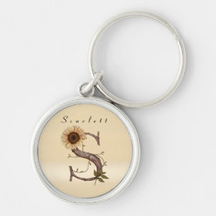 Sunflower Monogram 'S' Elegant  Key Ring