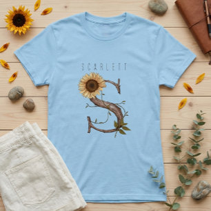 Sunflower Monogram 'S' Elegant  T-Shirt