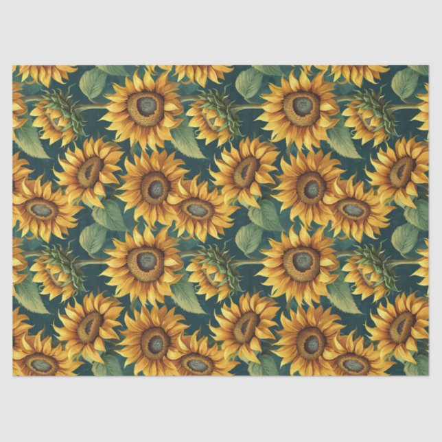 Sunflower Morning on Deep Green Tissue Paper (Front)