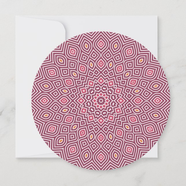 Sunflower Mosaic Round Invitation in Cranberry Red (Front)