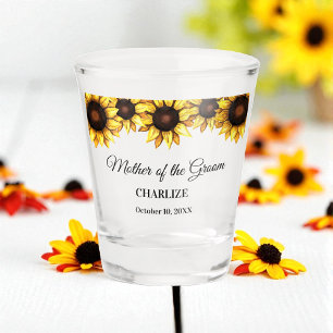 Sunflower Mother of The Groom Wedding Shot Glass