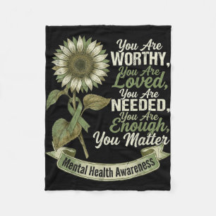 Sunflower motivational mental health awareness men fleece blanket