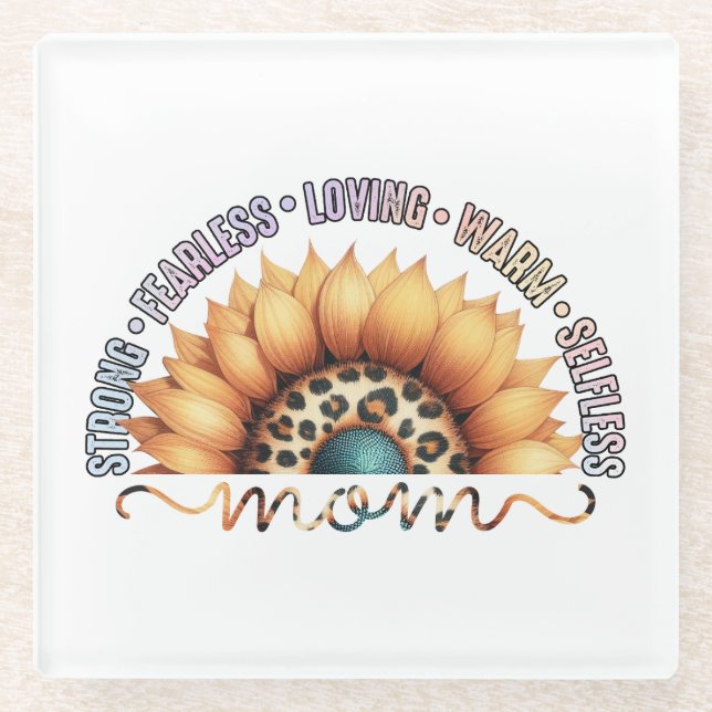 Sunflower Mum Glass Coaster (Front)