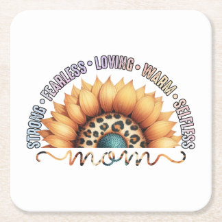Sunflower Mum Square Paper Coaster