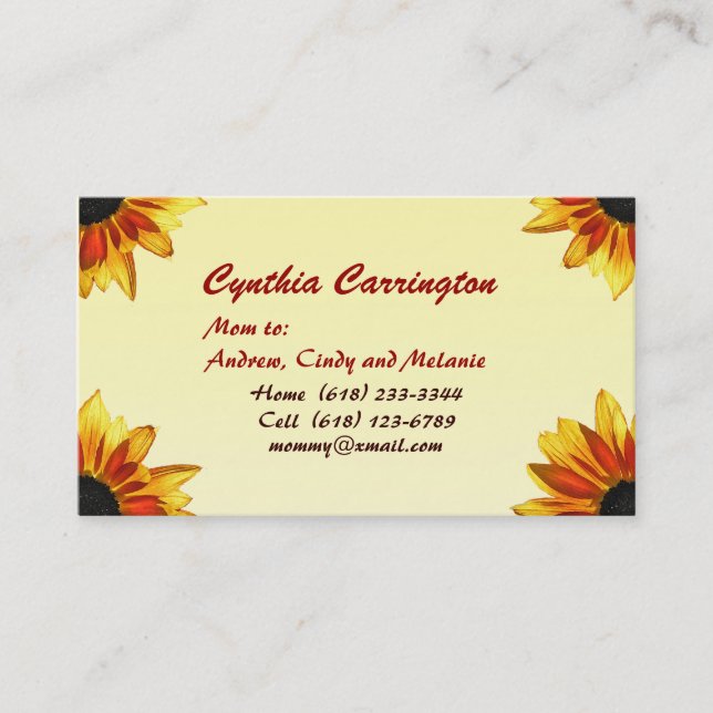 Sunflower Mummy Calling Card (Front)