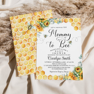 Sunflower Mummy to Bee Baby Shower Invitation
