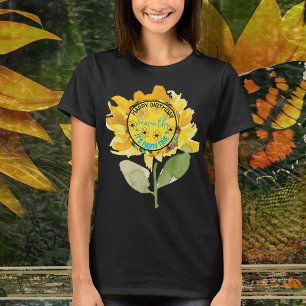 Sunflower Mum's Birthday Girl Black T-Shirt