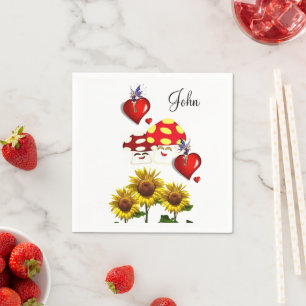 Sunflower Mushroom Paper Napkins