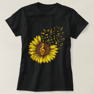 Sunflower Music Notes Art Design T-Shirt