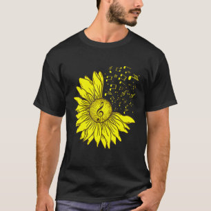 Sunflower Musical Instrument Music Notes Flower    T-Shirt
