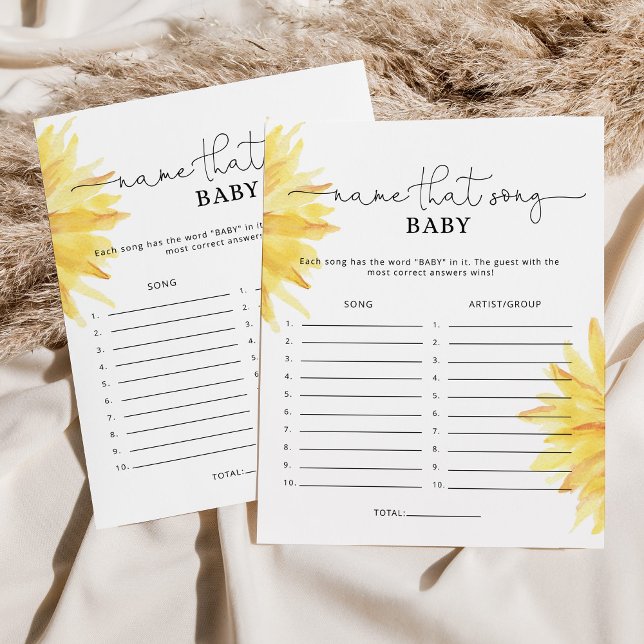 Sunflower Name that song baby shower game (Creator Uploaded)