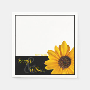 Sunflower napkin with couple's name & wedding date