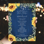 Sunflower Navy Babys Breath Lights Wedding Programme<br><div class="desc">These wedding programs feature sunflowers, baby's breath flowers, navy blue wood grain background and glowing string lights. The front of the card has the ceremony and the back of the card lists the bridal party. These wedding programs are part of a collection which includes a full range of matching wedding...</div>