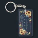 Sunflower Navy Blue Burgundy Wood Floral Photo Key Ring<br><div class="desc">Preserve a memory with these sunflower navy blue burgundy wood floral photo keepsake keychains! Copyright Elegant Invites,  all rights reserved.</div>