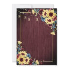 Sunflower Navy Blue Burgundy Wood Floral Wedding