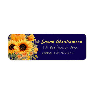 Sunflower Navy Blue Return Address Labels