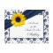 Sunflower Navy Damask Recipe Card for the Bride