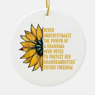 Sunflower Never Underestimate The Power Of Grandma Ceramic Tree Decoration
