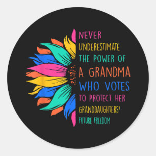 Sunflower Never Underestimate The Power Of Grandma Classic Round Sticker