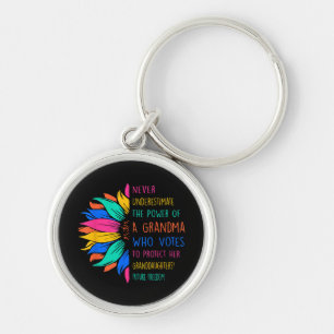 Sunflower Never Underestimate The Power Of Grandma Key Ring