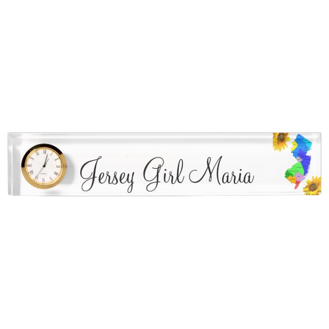 Sunflower New Jersey Counties Map Desk Nameplate (Front)