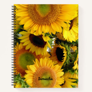 Sunflower Notebook with Custom Text & Name