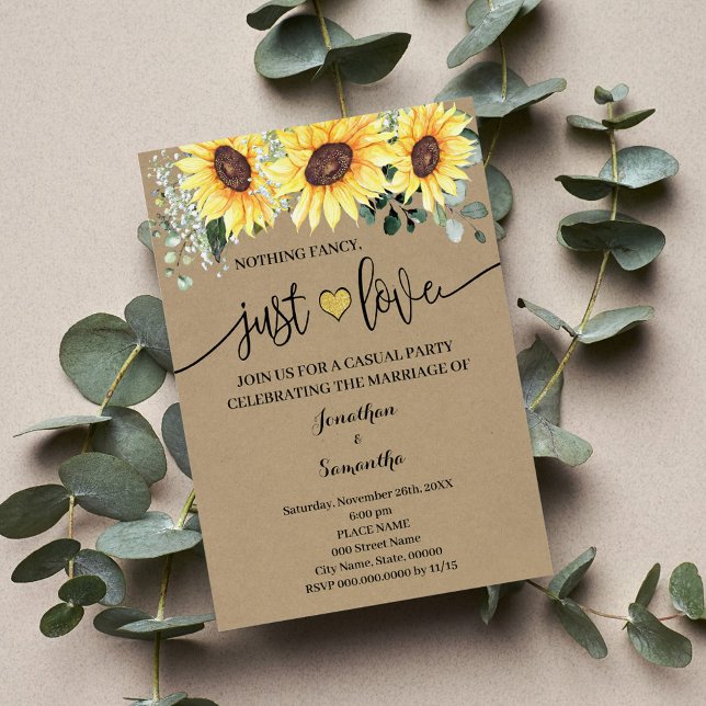 Sunflower Nothing Fancy Just Love Elopement Invite (Creator Uploaded)