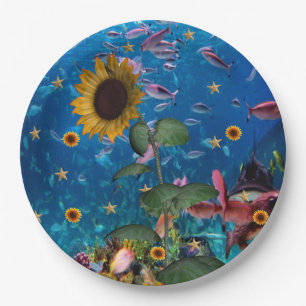 Sunflower Ocean Fish Paper Plates