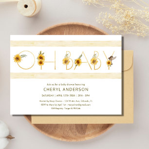 Sunflower Oh Baby Baby Shower Party  Invitation