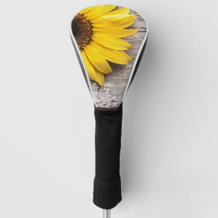 Sunflower on a Wooden Table Golf Head Cover