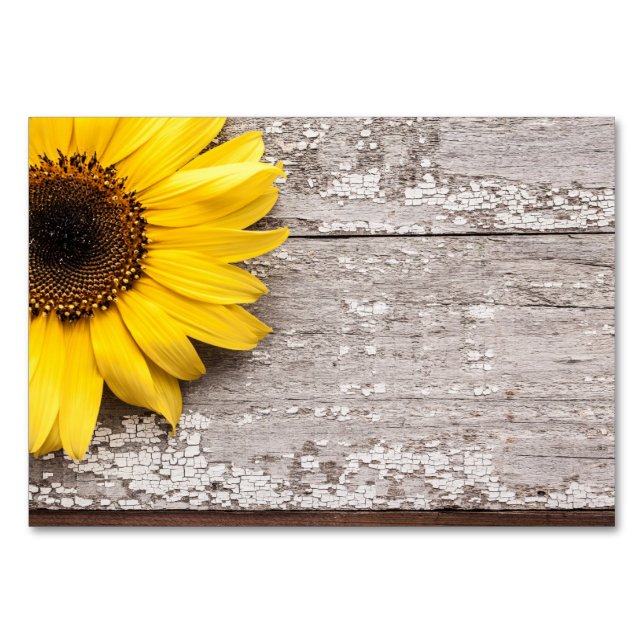 Sunflower on a Wooden Table Number (Front)