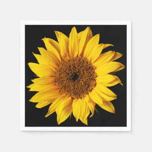 Sunflower on Black Sun Flower Floral Template Napkin