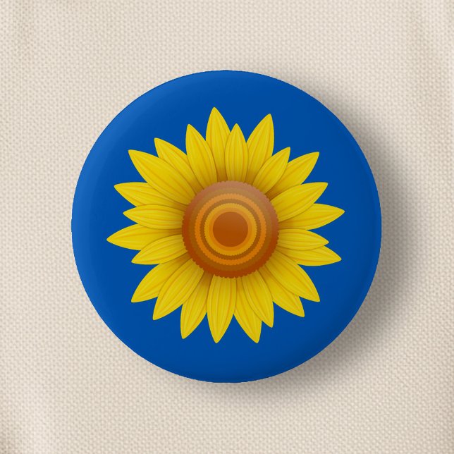 Sunflower on Blue 6 Cm Round Badge (Creator Uploaded)
