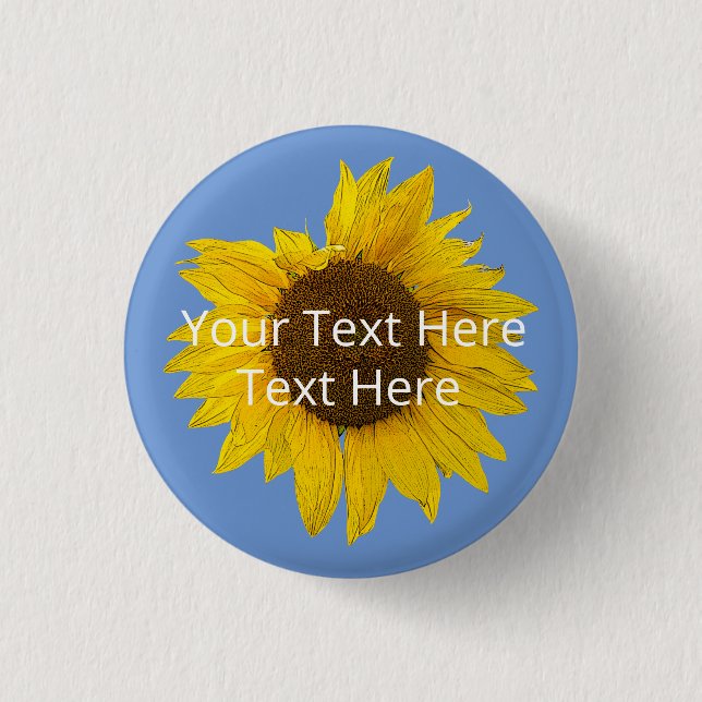 Sunflower on Blue Background Custom 3 Cm Round Badge (Front)