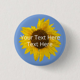 Sunflower on Blue Background Custom 3 Cm Round Badge