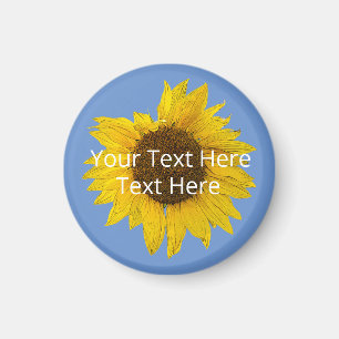 Sunflower on Blue Background Custom Magnet