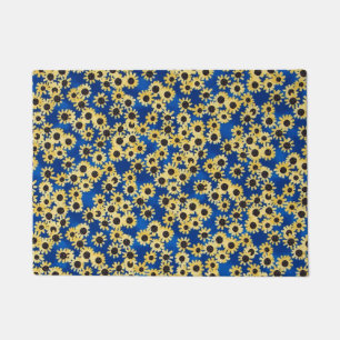 Sunflower on Blue Doormat