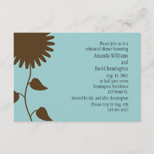Sunflower on Blue Rehearsal Dinner Invitation