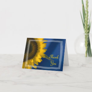Sunflower on Blue Thank You Card