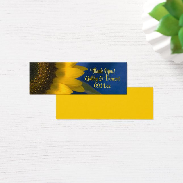 Sunflower on Blue Wedding Favour Tags (Desk)