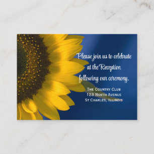 Sunflower on Blue Wedding Reception Card