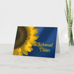 Sunflower on Blue Wedding Rehearsal Dinner Invitation