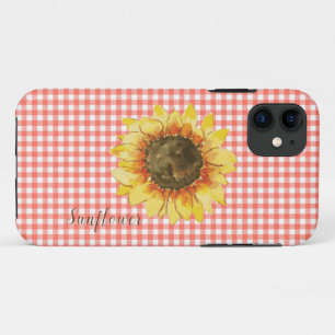 Sunflower on Gingham iPhone 11 Case