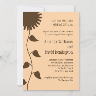 Sunflower on Peach Wedding Invitation